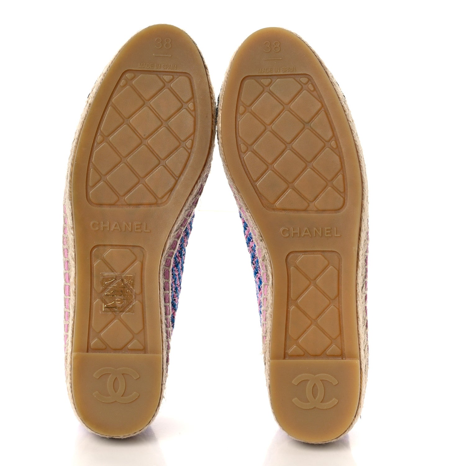 Chanel Tweed Grosgrain CC Espadrilles 38 Pink Black 6 of 11