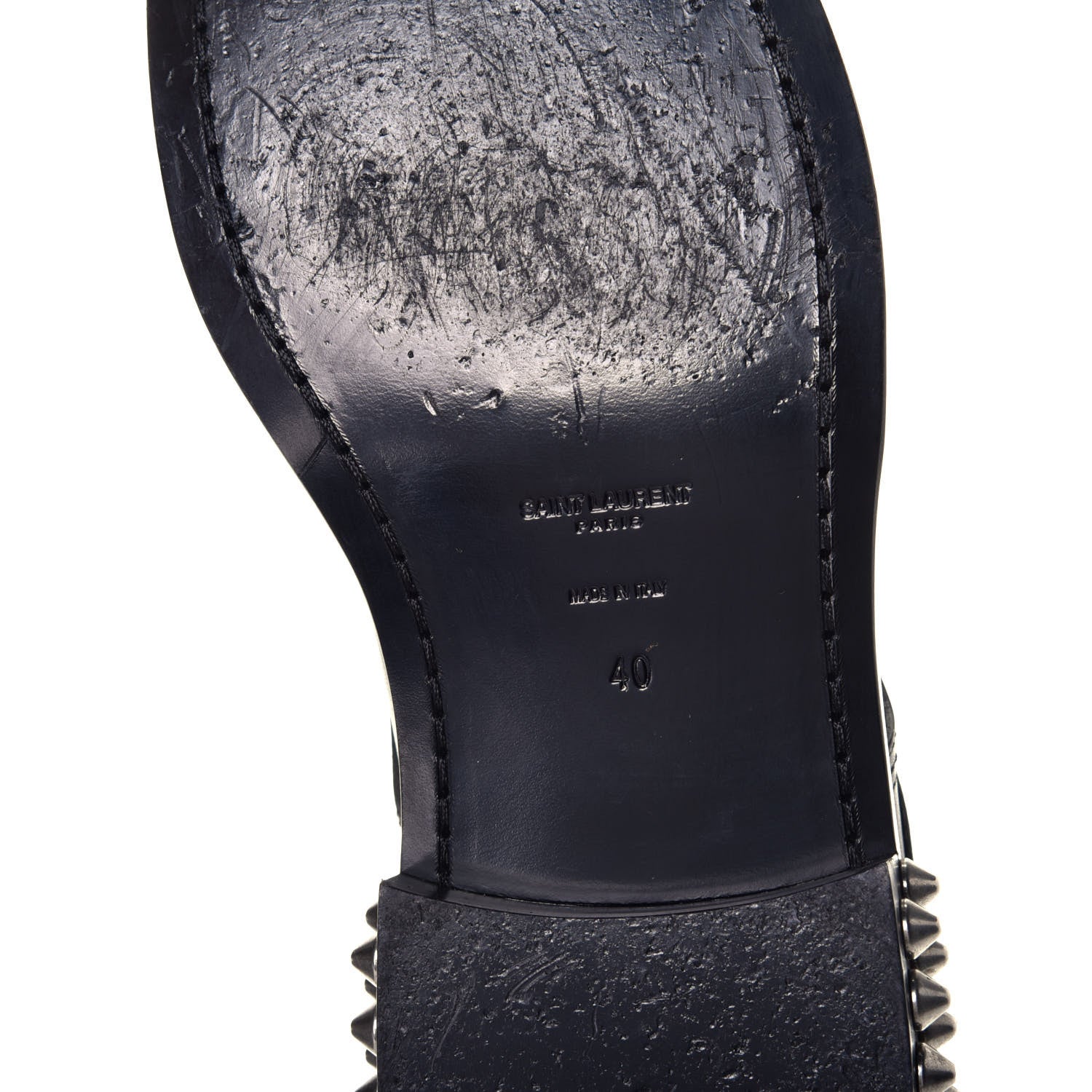 Saint Laurent Smooth Calfskin Studded Womens Punk Ranger Boots 40 Black 7 of 8