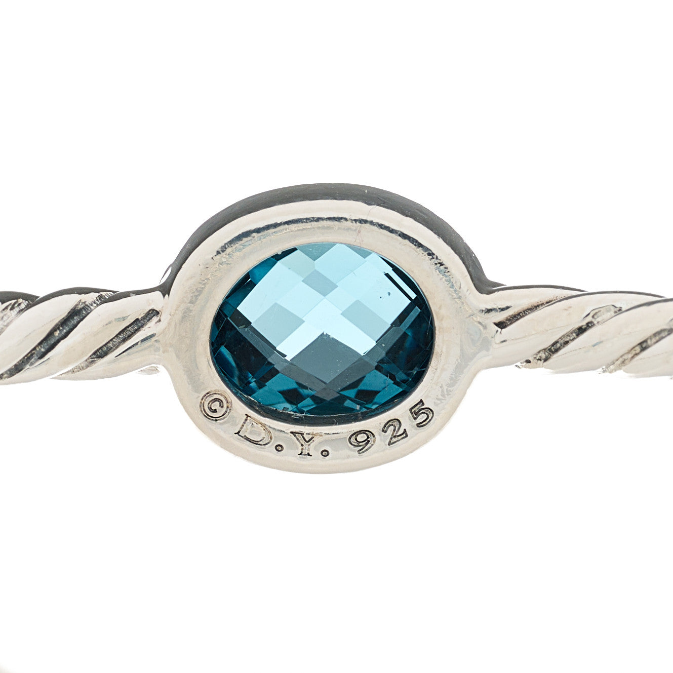 Sterling Silver Blue Topaz 3mm 4 Station Bangle Bracelet