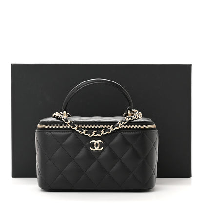Chanel Lambskin Quilted Small Top Handle Vanity Case With Chain Black 13 of 13