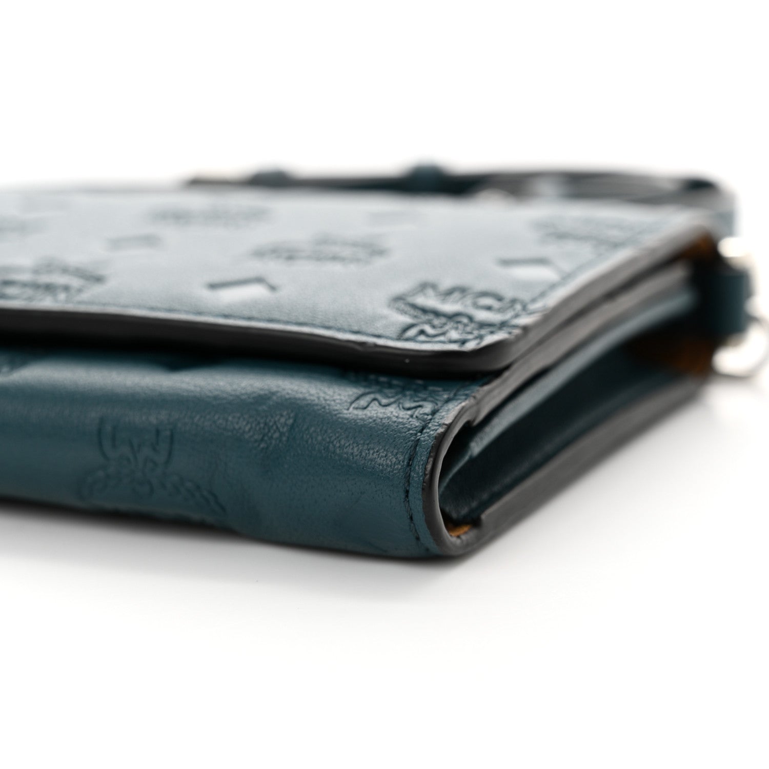 MCM Calfskin Ottomar Wallet On Chain Teal 9 of 10