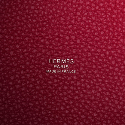 Hermes Taurillon Clemence Casaque Picotin Lock 18 PM Bleu Nuit Rouge Sellier Framboise 6 of 10