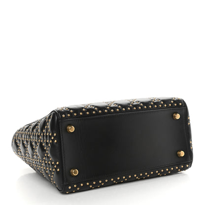 Christian Dior Calfskin Cannage Studded Medium Supple Lady Dior Black 4 of 9