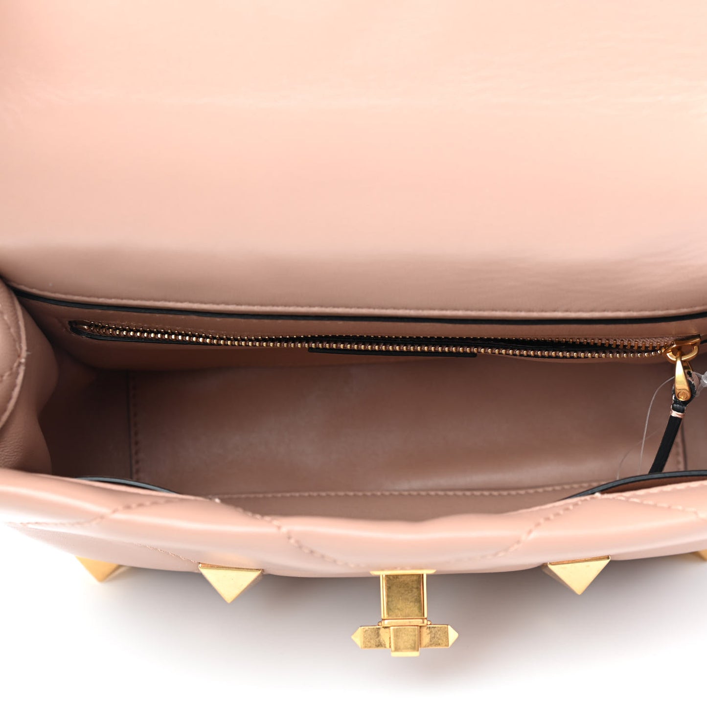 Nappa Medium Roman Stud Shoulder Bag Rose Cannelle