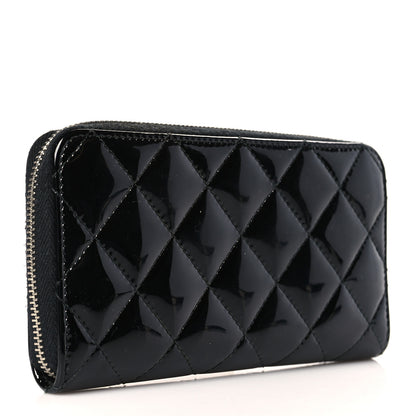 Chanel Patent Quilted Small Zip Around Wallet Black 3 of 8