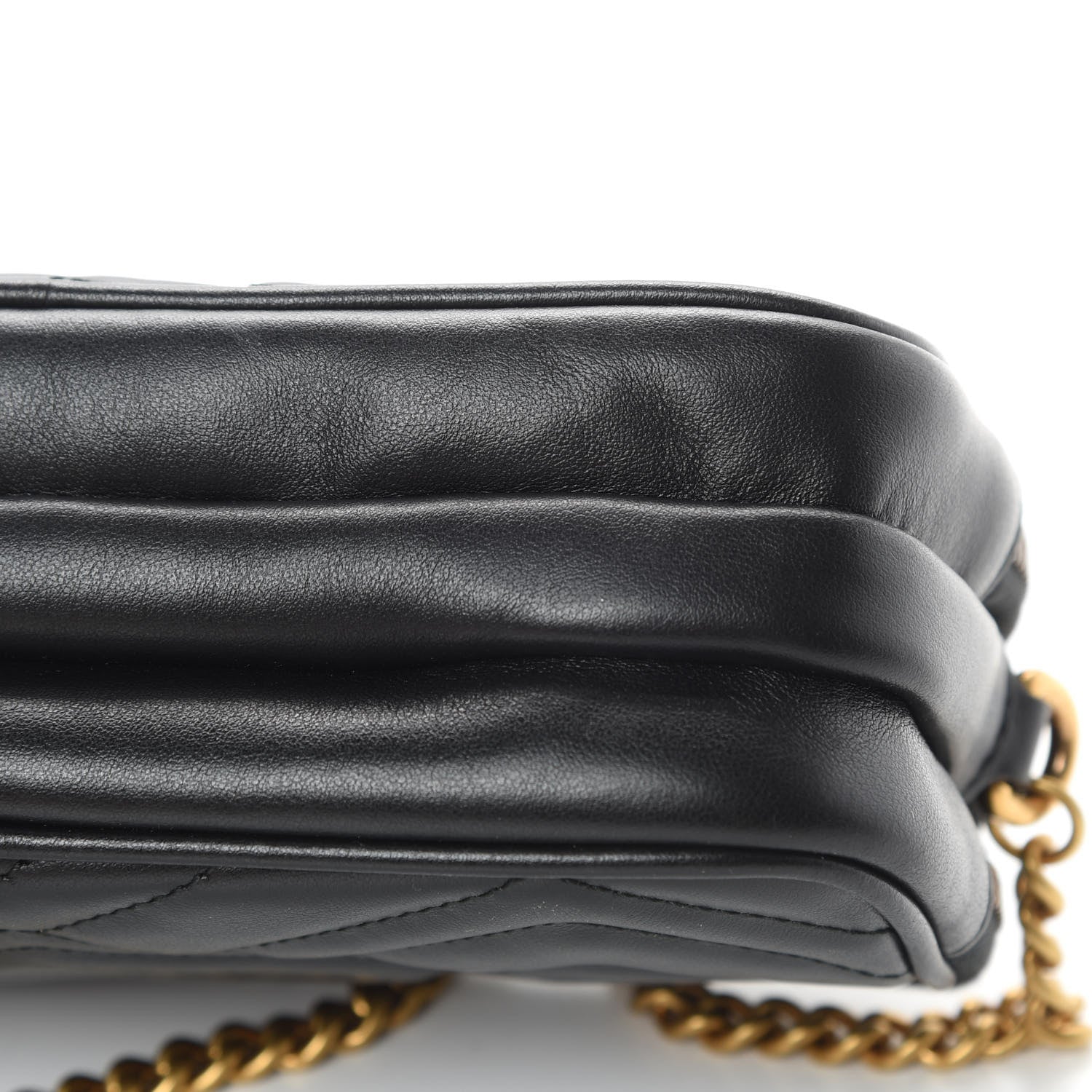 Gucci Calfskin Matelasse Mini GG Marmont Chain Crossbody Bag Black 13 of 13