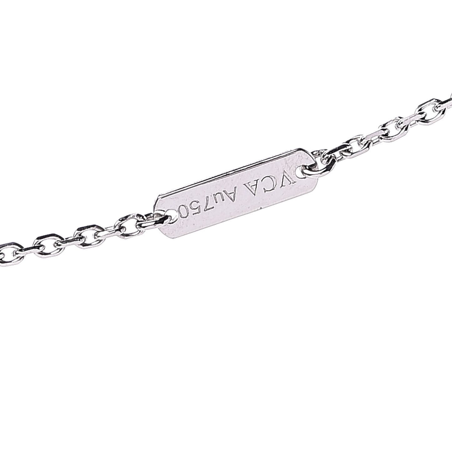 18K White Gold Mother of Pearl Vintage Alhambra Pendant Necklace