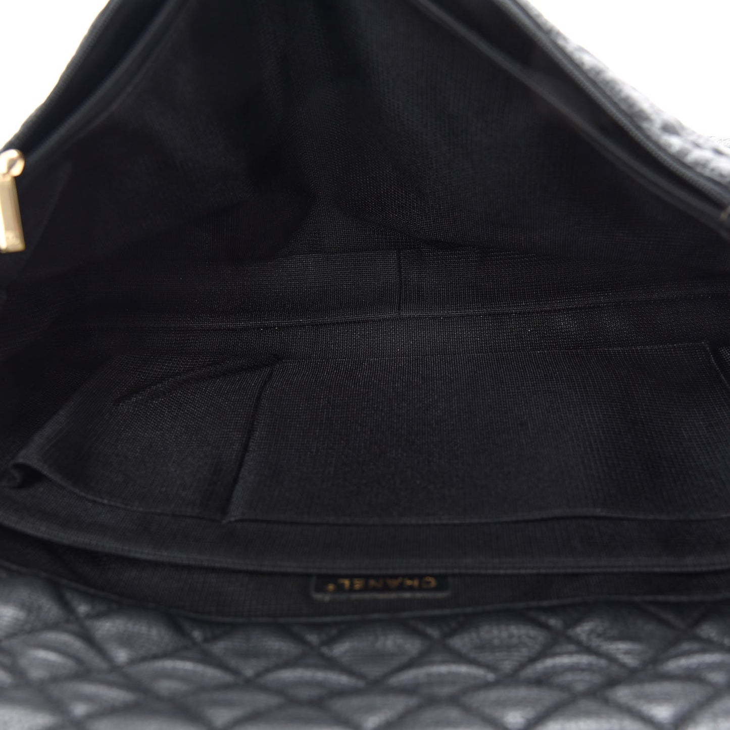 Calfskin Quilted XXL Travel Flap Bag Black