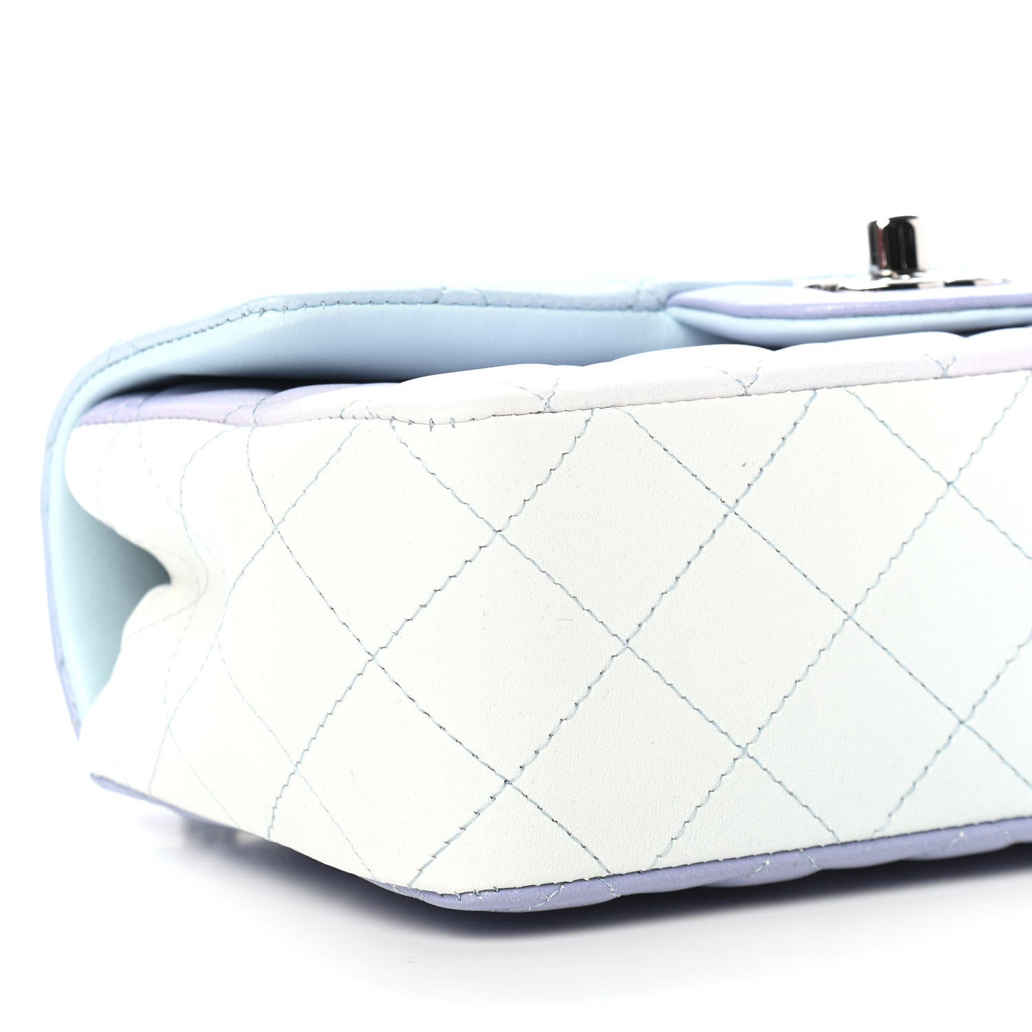 Chanel Perforated Lambskin Quilted Mini Rectangular Flap Light Blue Light Purple White 8 of 10