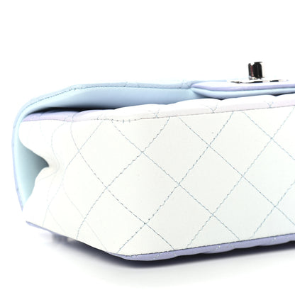 Chanel Perforated Lambskin Quilted Mini Rectangular Flap Light Blue Light Purple White 8 of 10