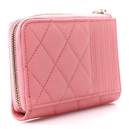 Chanel Caviar Quilted CC Zip Around Card Holder Pink 3 of 11