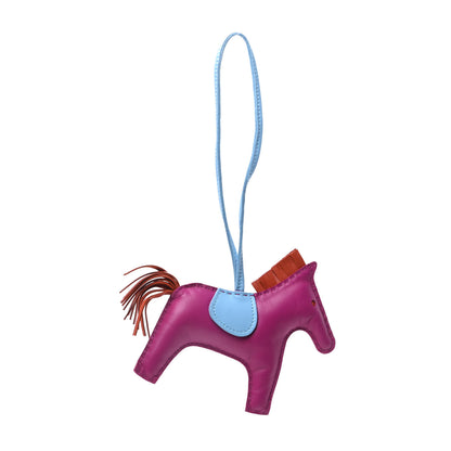Hermes Milo Lambskin Grigri Rodeo Horse Bag Charm MM Rose Pourpre Cornaline Celeste 1 of 5