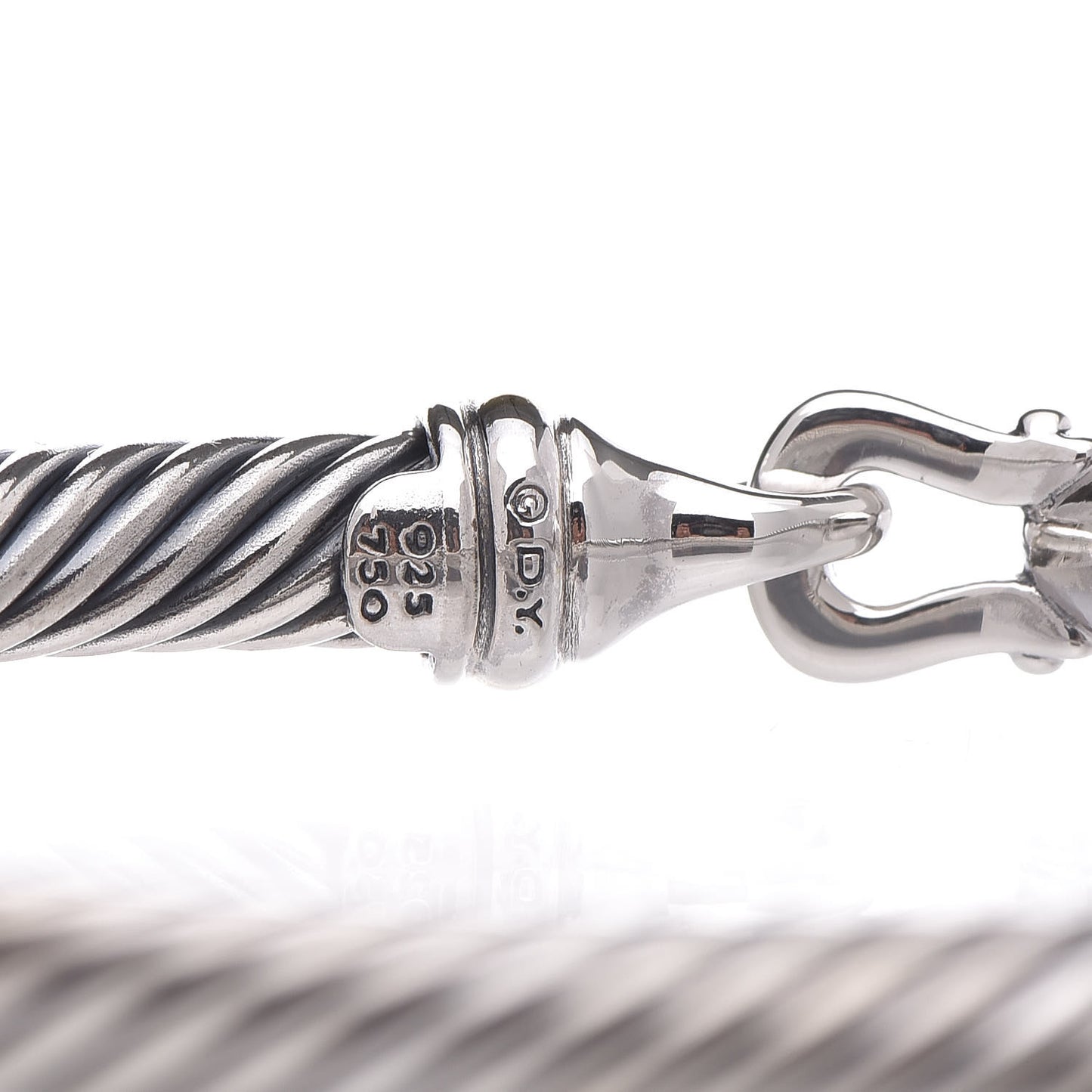 Sterling Silver 18K Yellow Gold 5mm Cable Classic Buckle Bracelet
