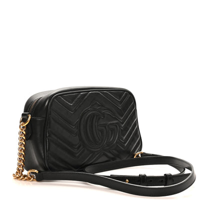 Gucci Calfskin Matelasse Small GG Marmont Chain Shoulder Bag Black 3 of 10