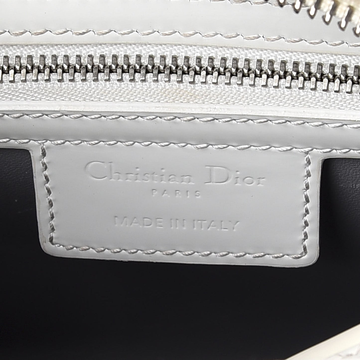 Patent Micro-Cannage Medium Lady Dior White