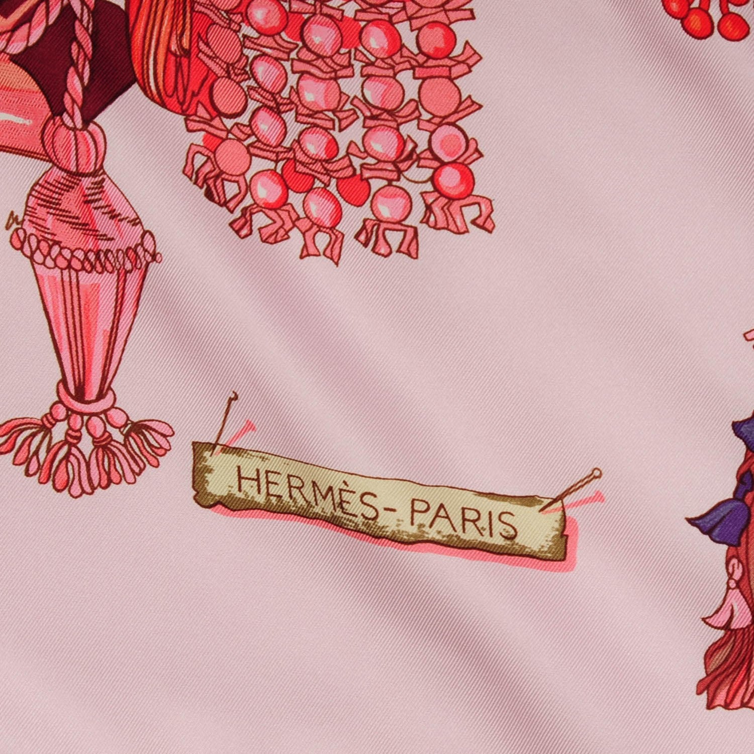 Hermes Silk Passementerie Scarf 90 in Vieux Rose Corail Violine 3 of 5