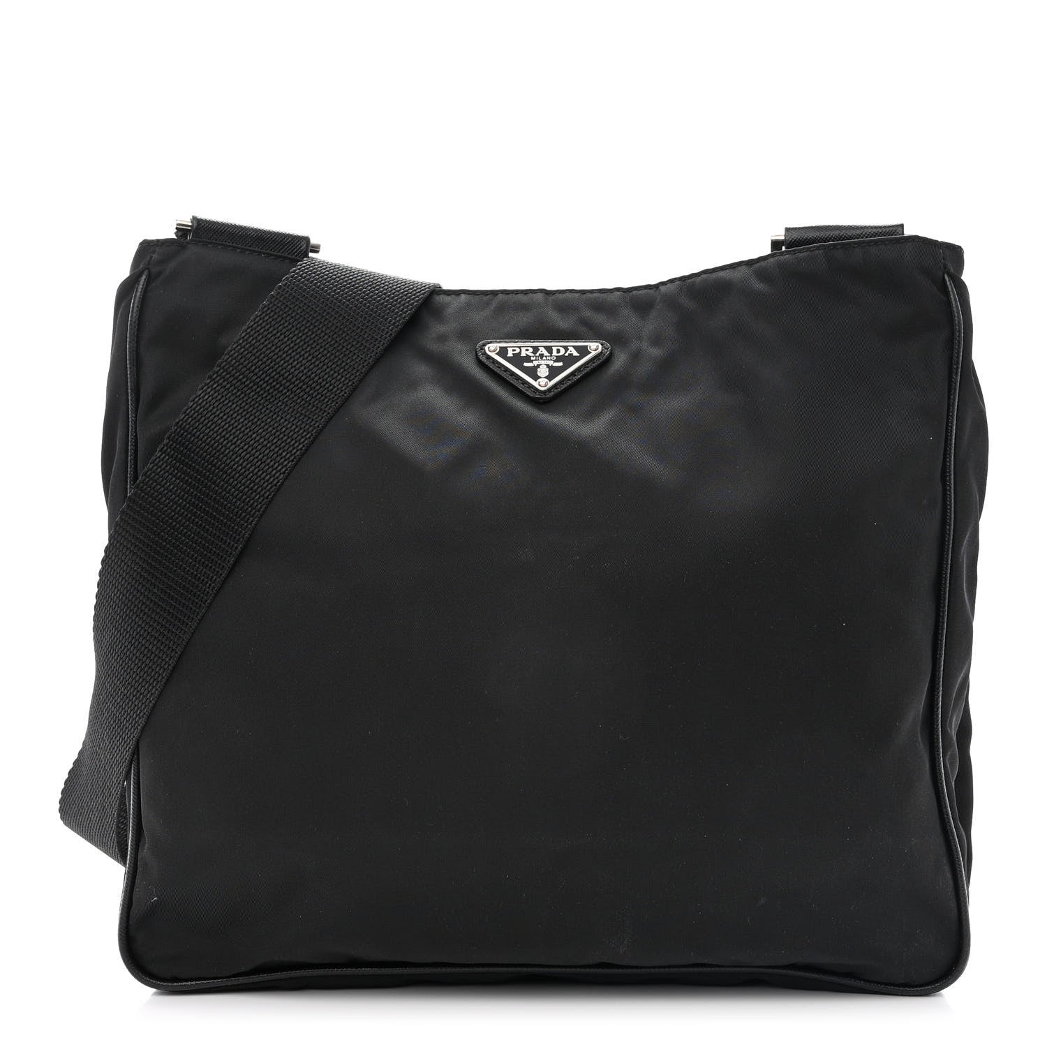 Prada Nylon Vela Flat Messenger Bag Black 1 of 12
