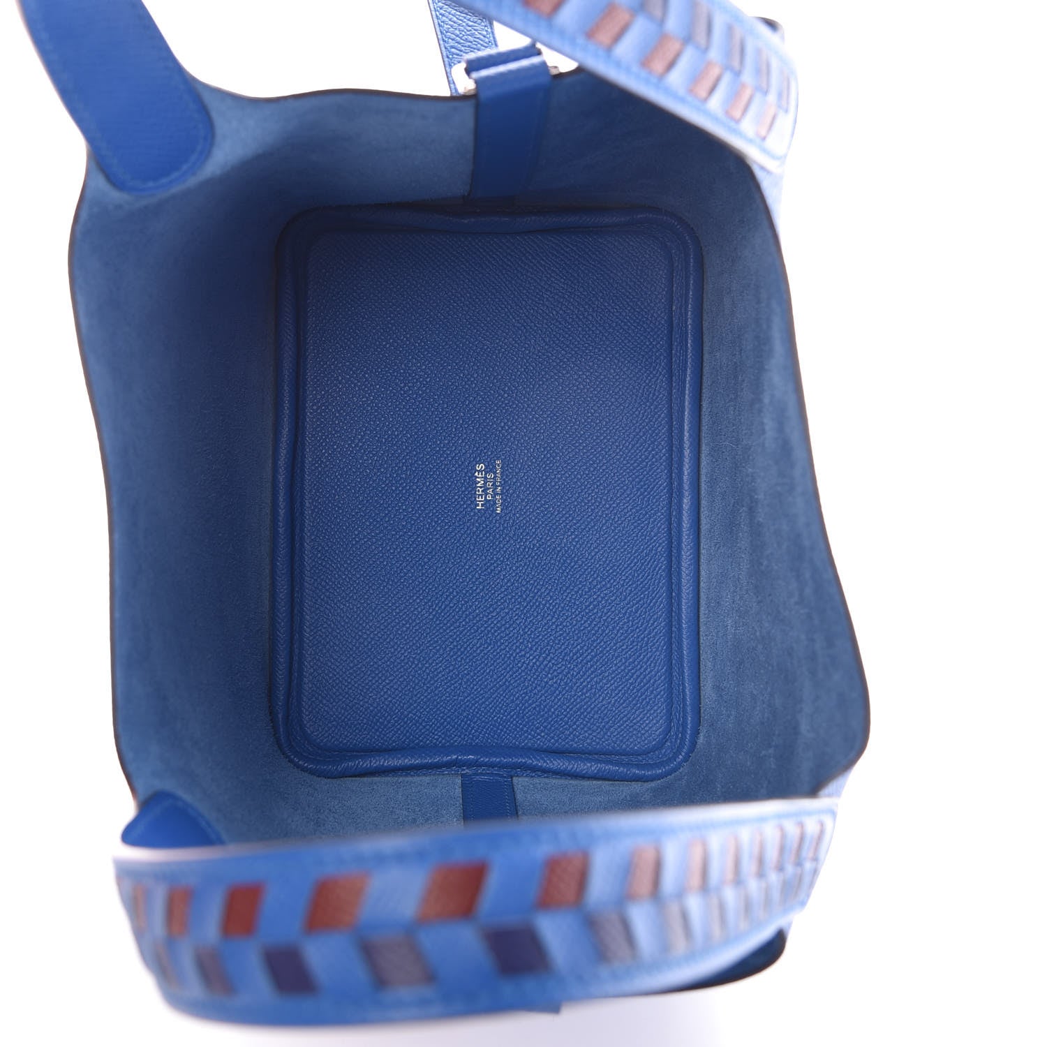 Hermes Epsom Tressage De Cuir Picotin Lock 18 PM Bleu Zellige Bleu Encre Rouge 5 of 9