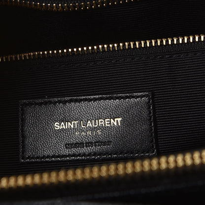 Saint Laurent Grain De Poudre Matelasse Chevron Monogram Shopping Bag Black 5 of 18
