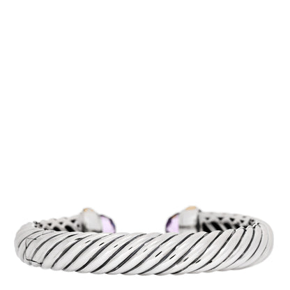 David Yurman Sterling Silver 18K Yellow Gold Amethyst 10mm Waverly Bracelet 2 of 3