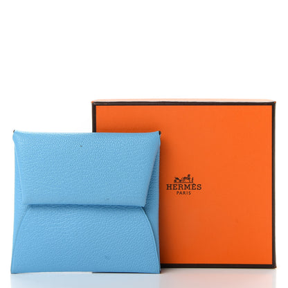 Hermes Chevre Mysore Bastia Verso Coin Purse Celeste Kraft 8 of 8