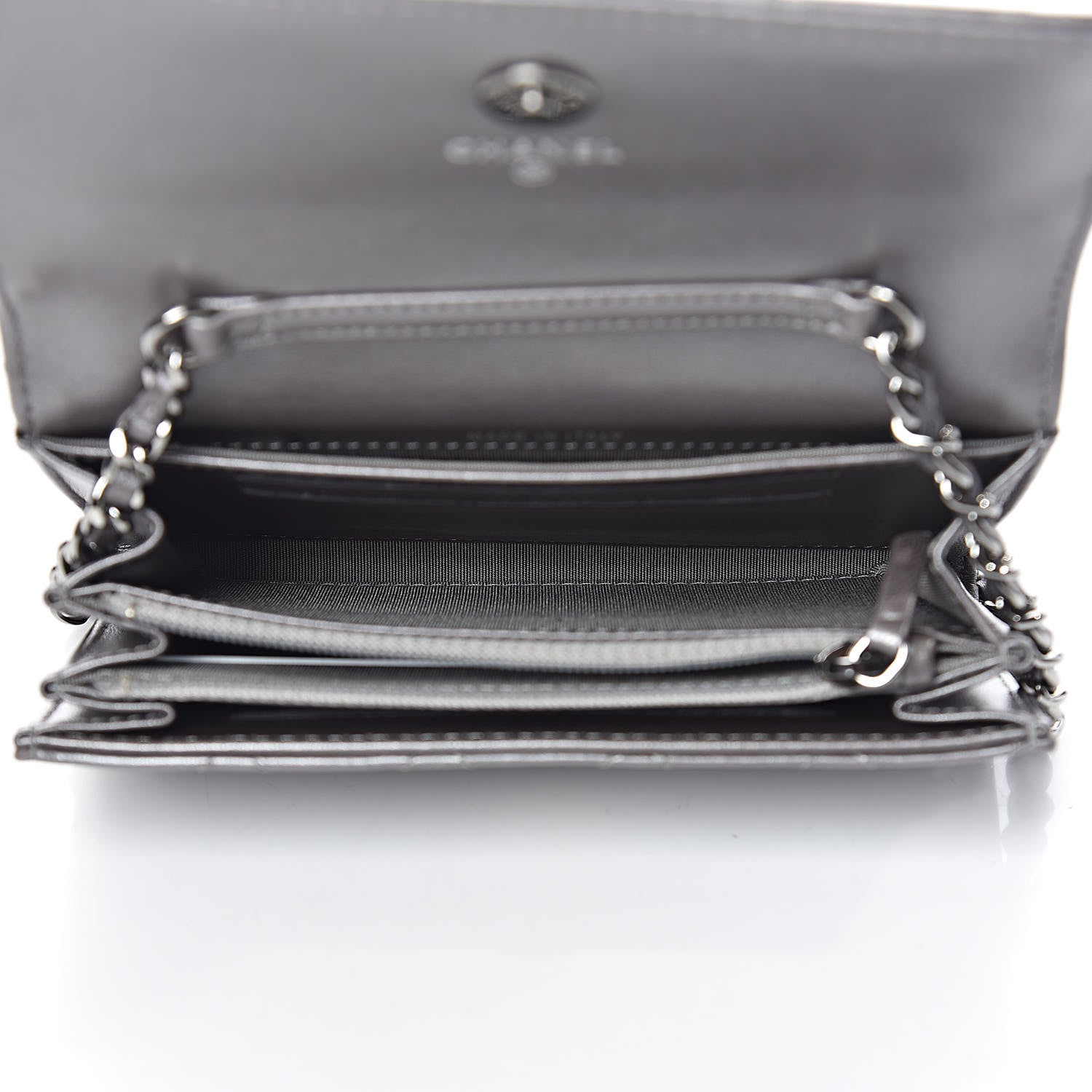 Chanel Lambskin Quilted Pearl My Shoulder Mini French Wallet On Chain WOC Silver 5 of 13