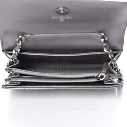 Chanel Lambskin Quilted Pearl My Shoulder Mini French Wallet On Chain WOC Silver 5 of 13