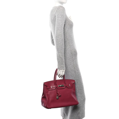 Hermes Taurillon Clemence Birkin 35 Rubis 2 of 11