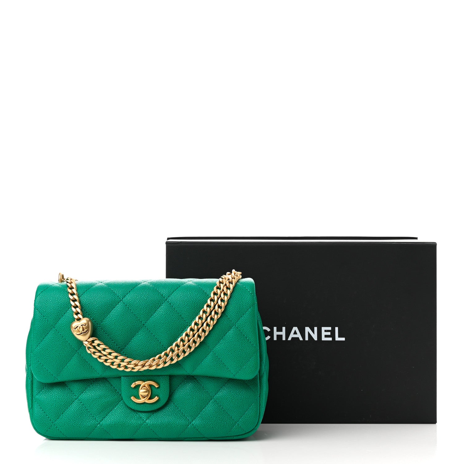 Chanel Caviar Quilted Sweetheart Flap Green 10 of 11
