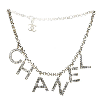 Chanel Metal Crystal Cha-Nel Logo Necklace Gold 3 of 5