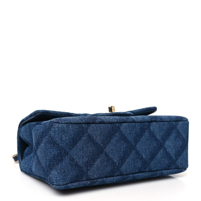 Chanel Printed Denim Quilted Mini Rectangular Flap Dark Blue 4 of 11