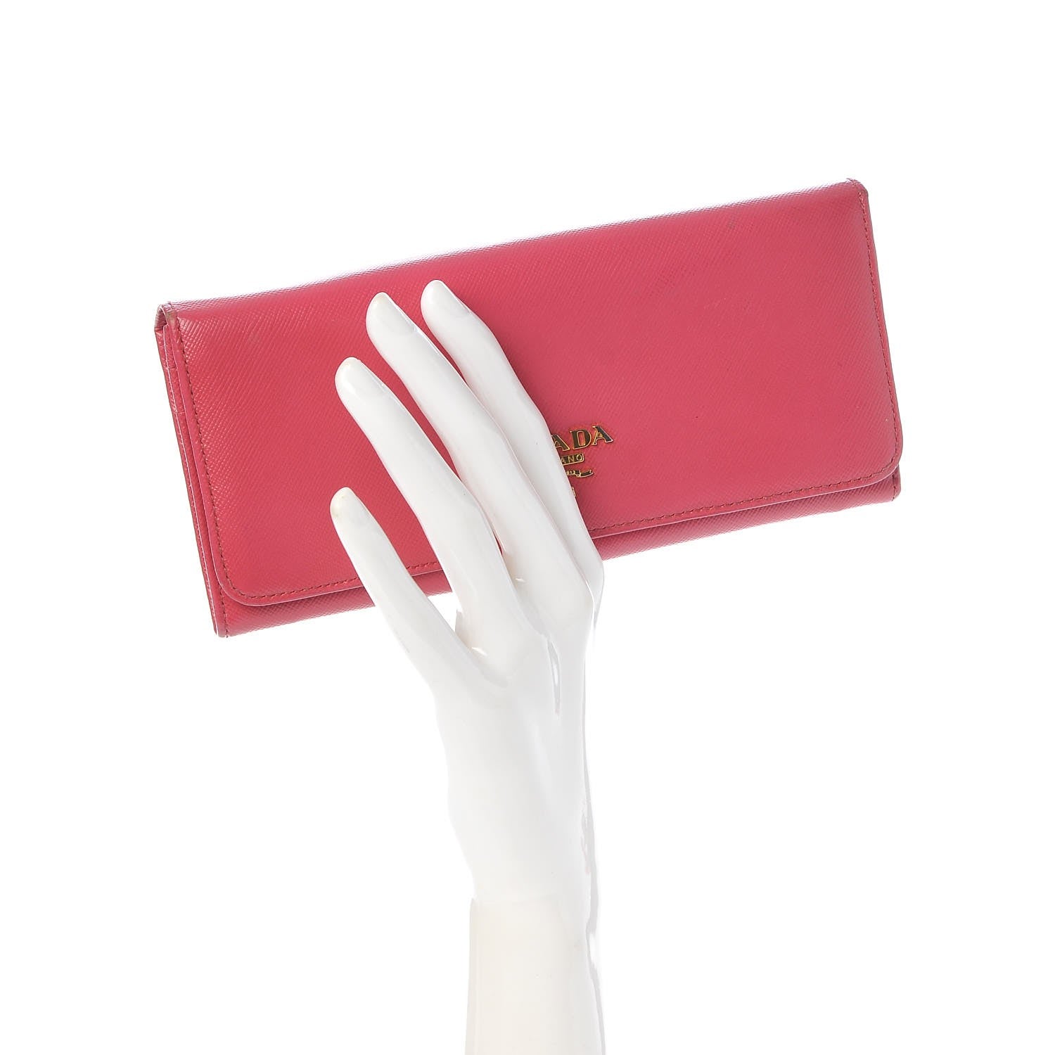 Prada Saffiano Metal Continental Flap Wallet Peonia 2 of 14