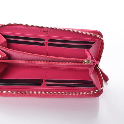 Chanel Lambskin Quilted Large Gusset Zip Around Wallet Fuchsia 5 of 8