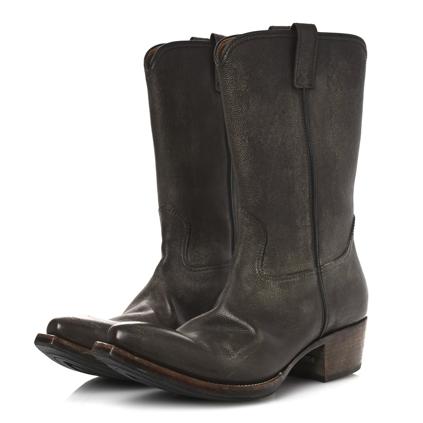 Distressed Calfskin Mens Cowboy Boots 10 Bruciato