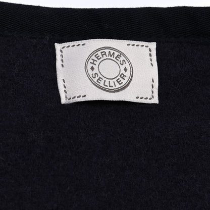 Hermes Wool Cashmere Sikkim Calfskin Reversible Camail Poncho Navy Camail 6 of 7