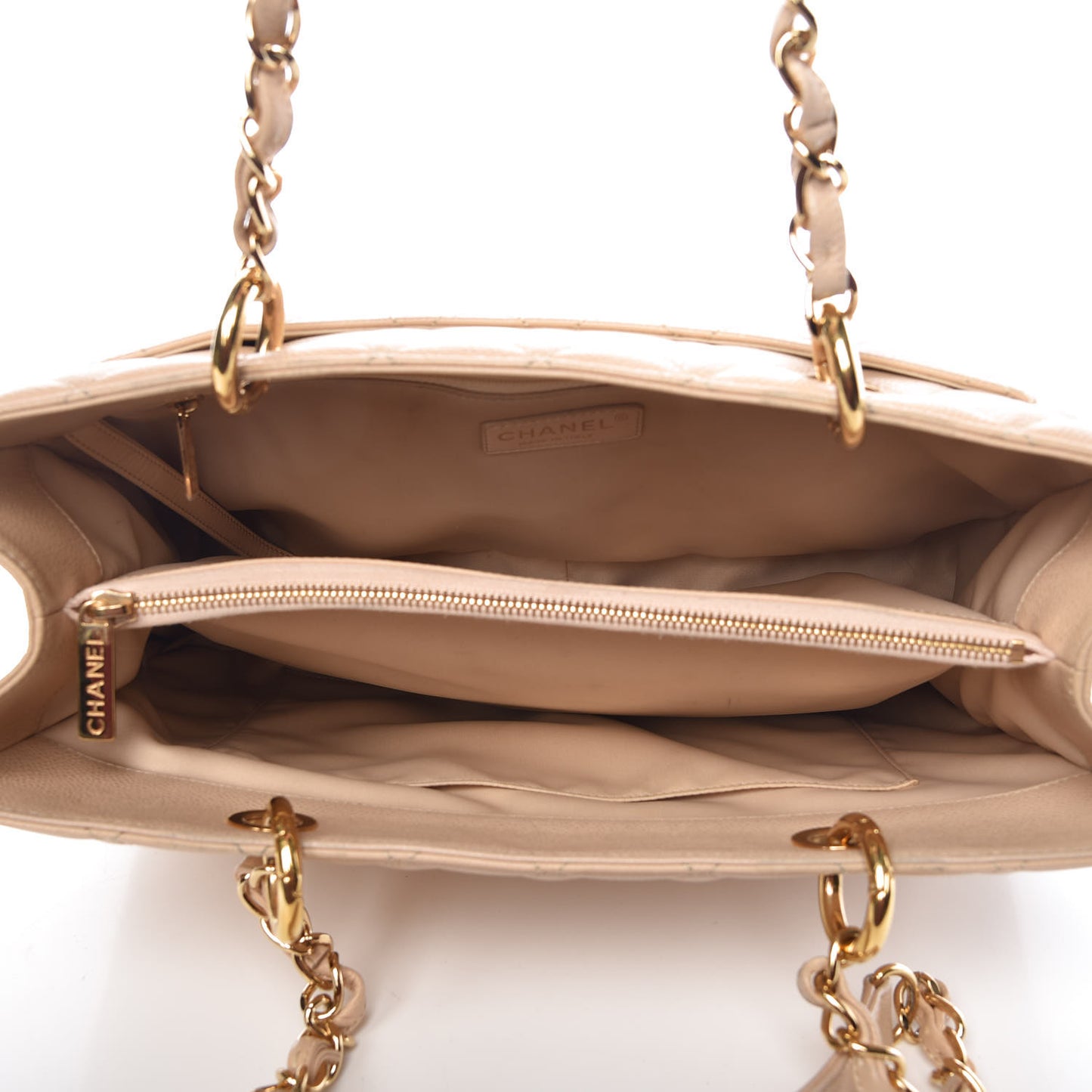 Caviar Quilted Grand Shopping Tote GST Beige Clair