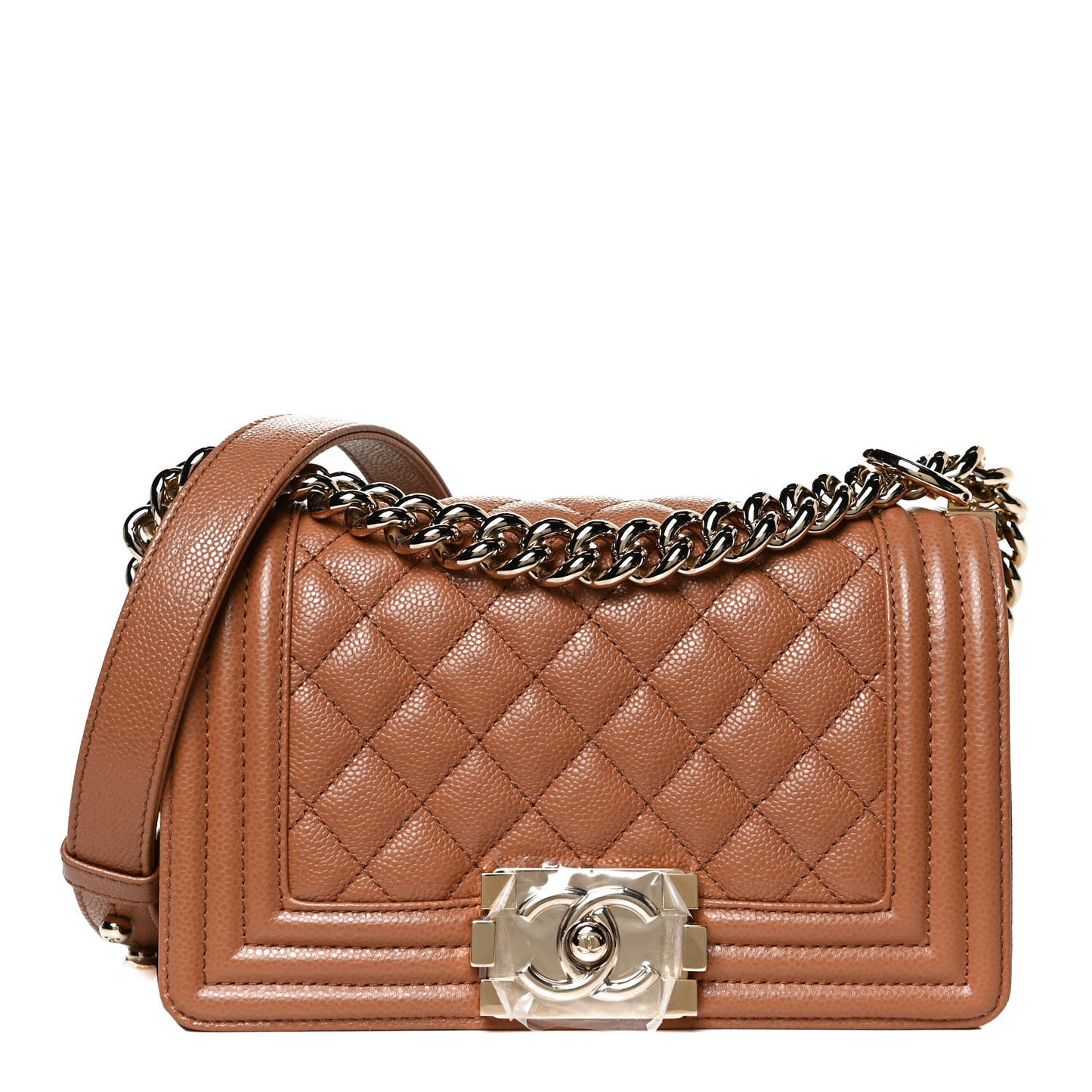 Caviar Quilted Small Boy Flap Brown