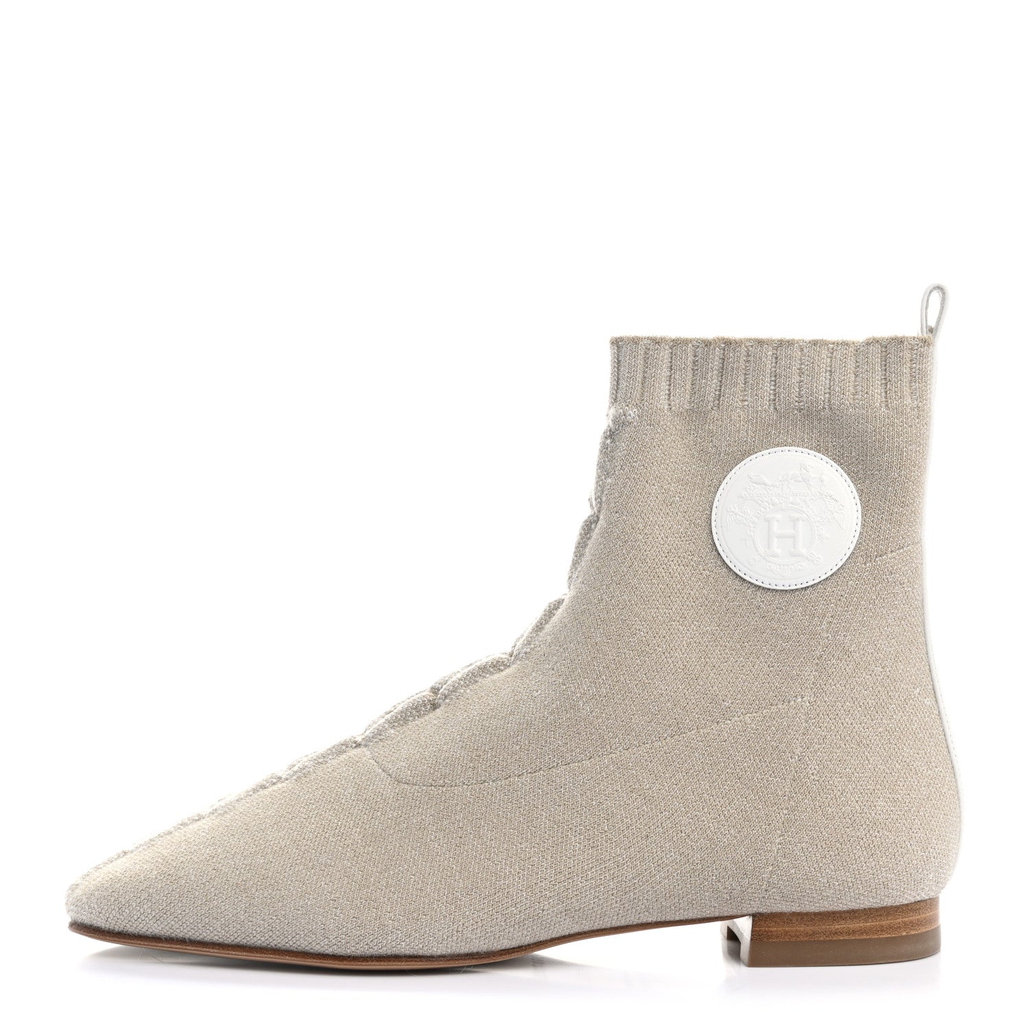 Hermes Knit Calfskin Duo Ankle Boots 36.5 Nocciola 1 of 10