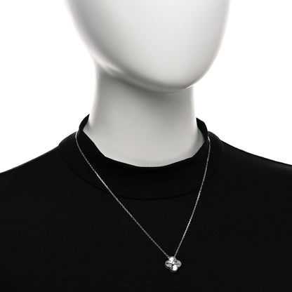 Van Cleef & Arpels 18K White Gold Diamond Guilloche Vintage Alhambra Pendant Necklace 2 of 4