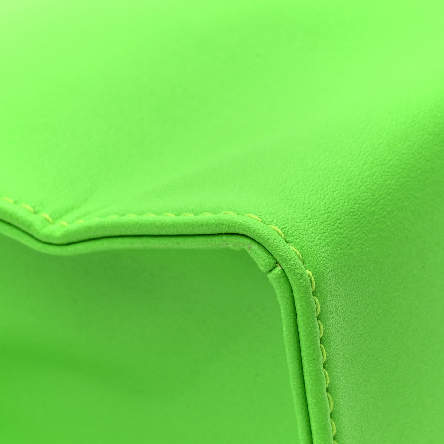 Vegan Leather Small Shopping Bag Highlighter Green