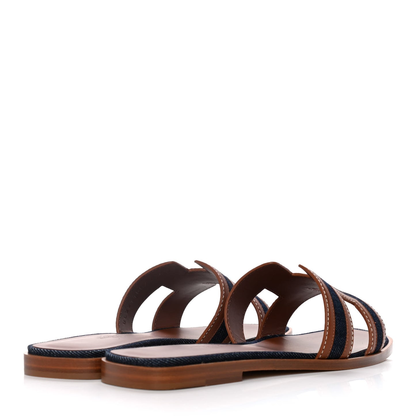 Calfskin Denim Oran Sandals 38.5 Bleu Brut Gold