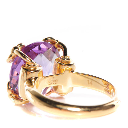 Gucci 18k Yellow Gold Crystal Amethyst Ring 6.5 3 of 5