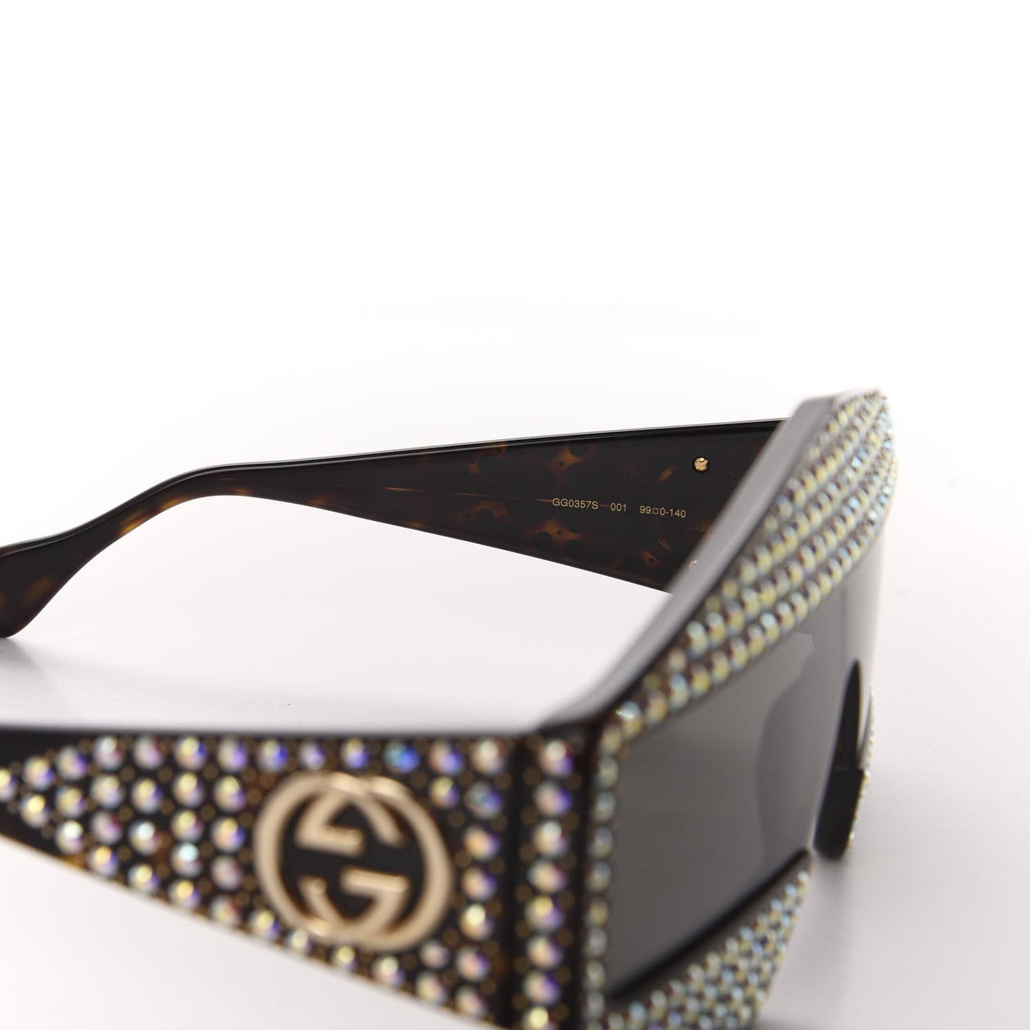 Crystal Rectangular Frame Sunglasses GG0357S Tortoiseshell