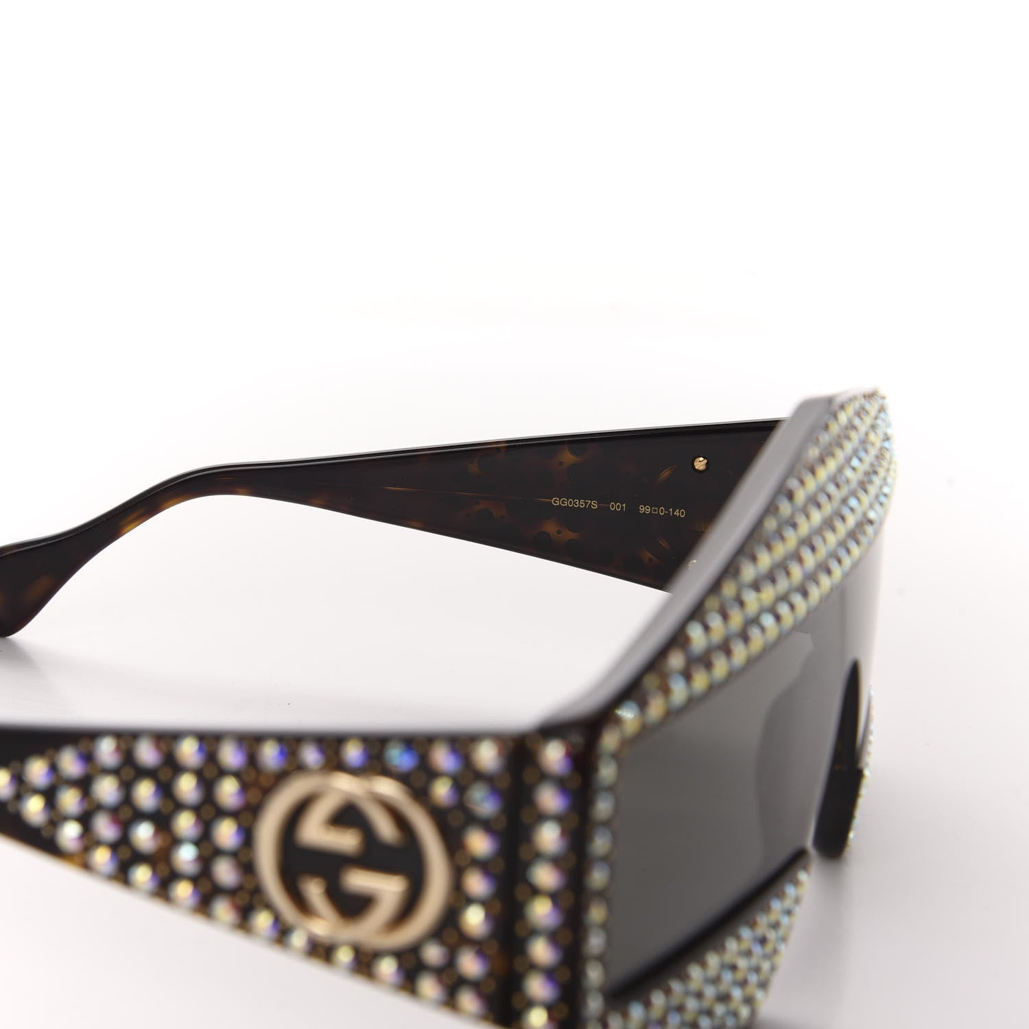 Gucci Crystal Rectangular Frame Sunglasses GG0357S Tortoiseshell 6 of 8