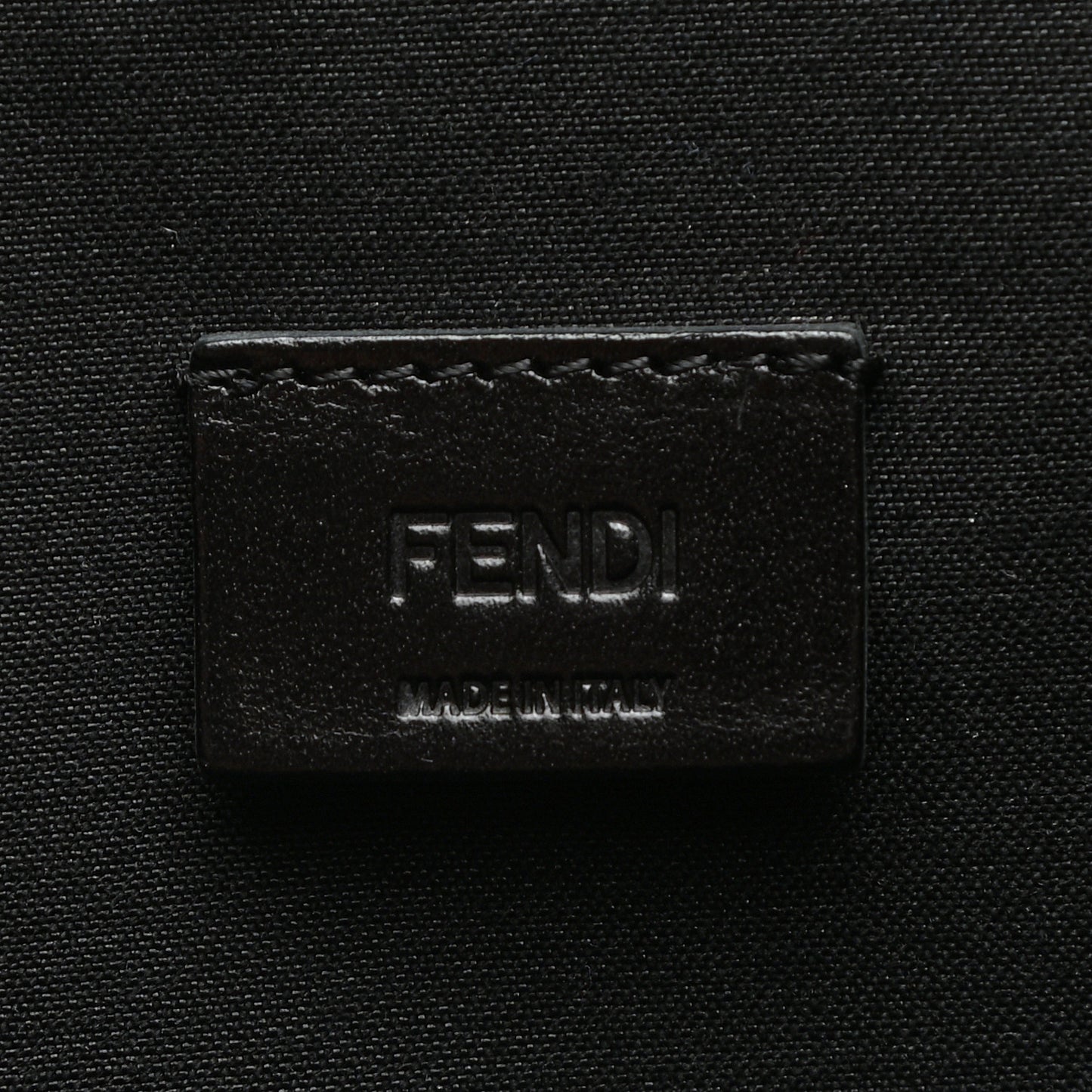 Fabric Jaquard Calfskin Pequin FF Embossed Zip Flat Pouch Tobacco