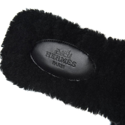 Hermes Woolskin Oran Sandals 37.5 Black 7 of 12
