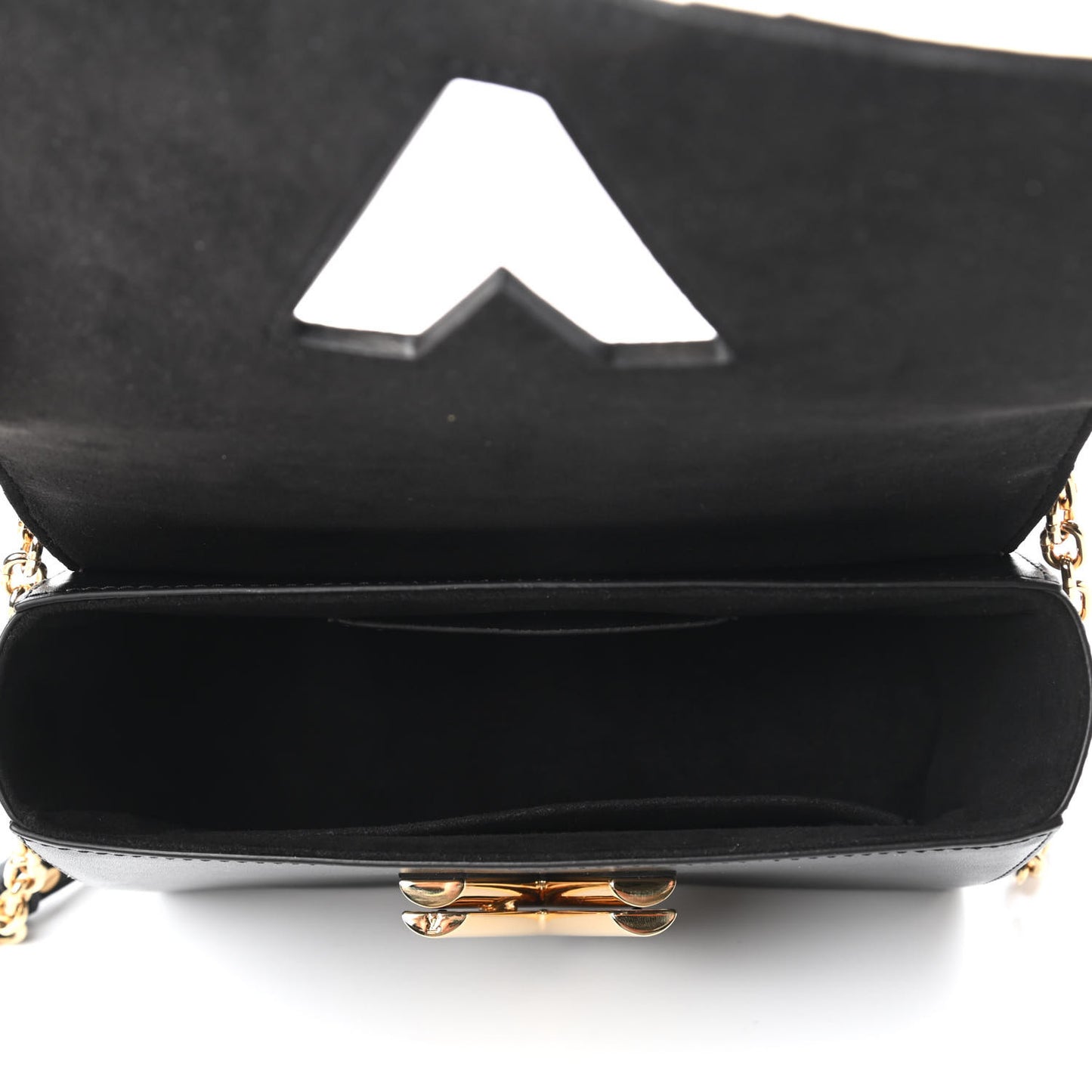 Veau Satin Monogram Twist Shoulder Bag MM Black
