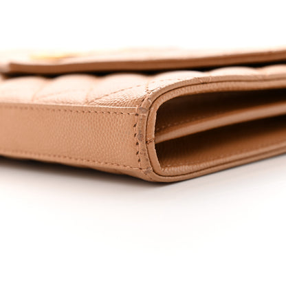 Saint Laurent Grain De Poudre Mixed Matelasse Triquilt Monogram Chain Wallet Dune 10 of 12