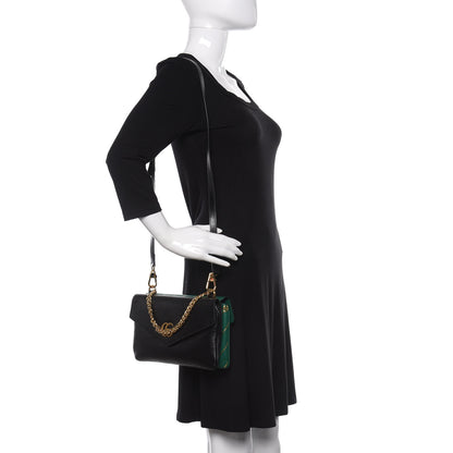 Gucci Calfskin Diagonal GG Medium Thiara Double Envelope Shoulder Bag Emerald Green Black 2 of 10