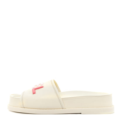 Chanel Lambskin Cha-Nel Mule Sandals 38 Ivory Multicolor 1 of 8